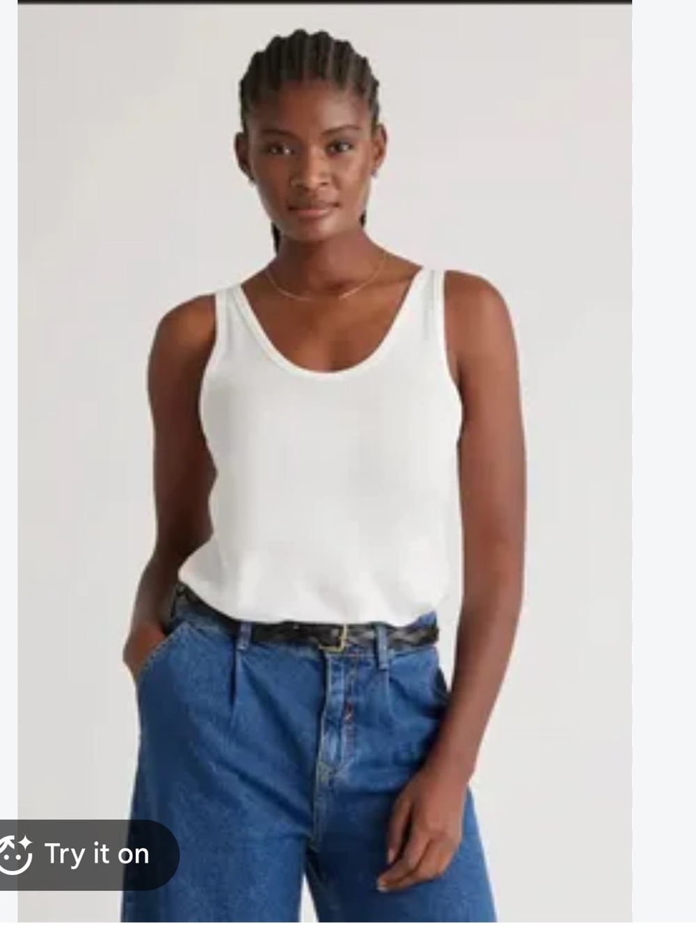 Quince white scoop-neck tank top XS